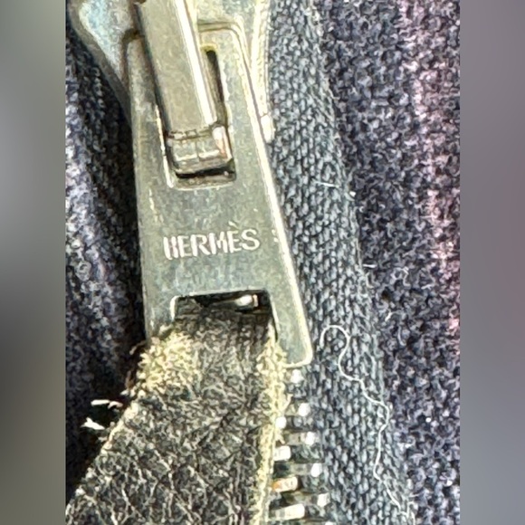 Hermes-Authentic- 2 Tone Large Canvas Tote Blue / Gray / Black - Picture 12 of 16